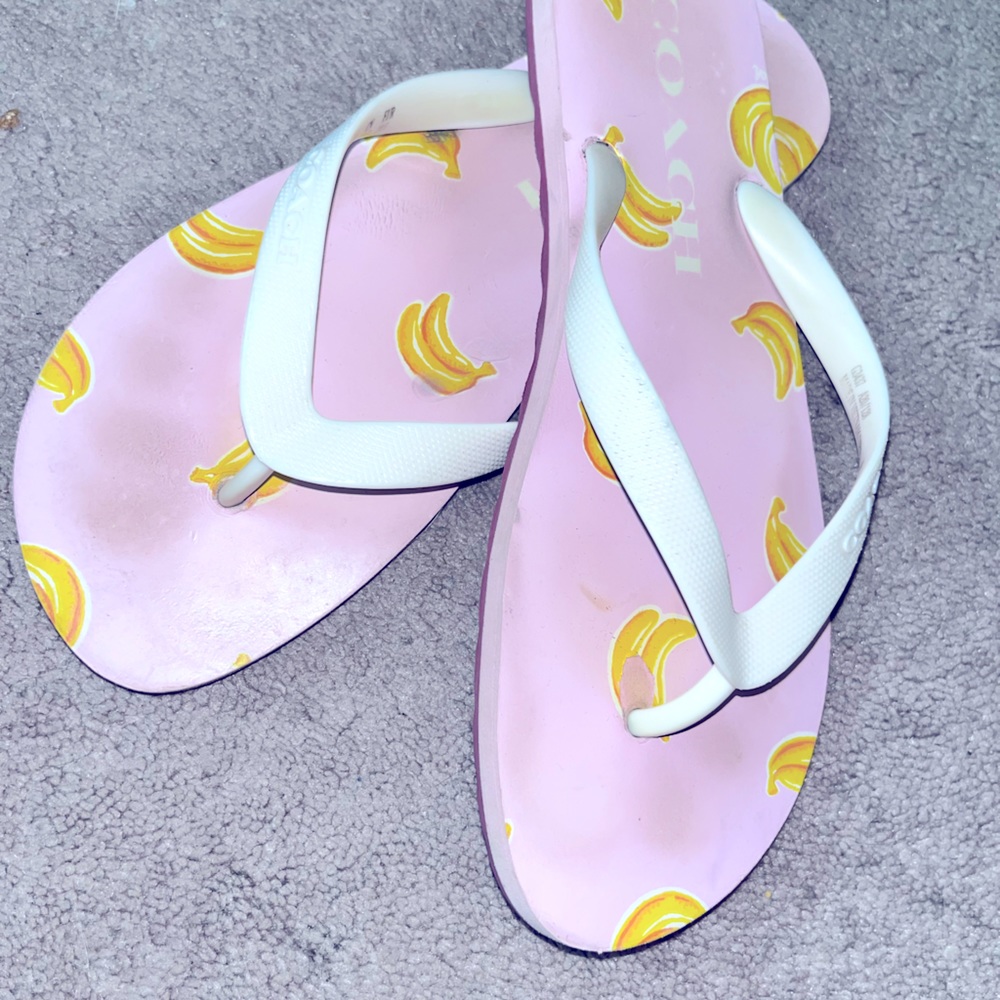 COACH banana print flip flops sandals